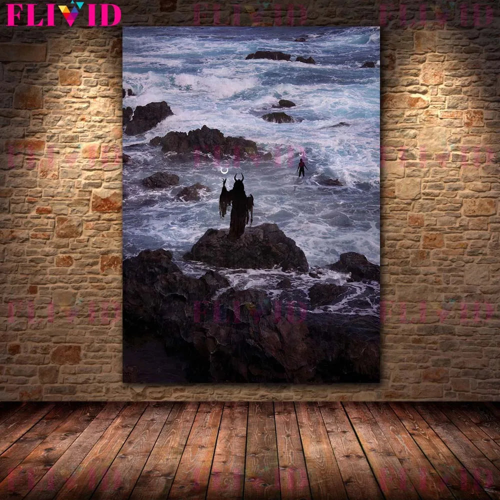 Darkest Night Mysterious Witchcraft Wall Art Canvas Paintng The Moon Witch In The Dark Art Poster And Print Home Decor Unframed