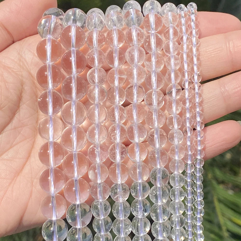 Natural Stone White Crystals Round Faceted Irregular Loose Spacer Beads For Jewelry DIY Bracelet Necklace Making Accessories