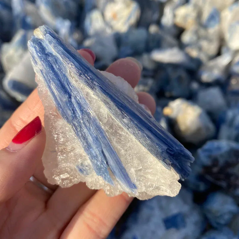 Precious Natural Mineral Kyanite Crystal Specimen Stone Raw Gemstone Chip For Reiki Healing Blue Calcite Collect Jewelry 1pc