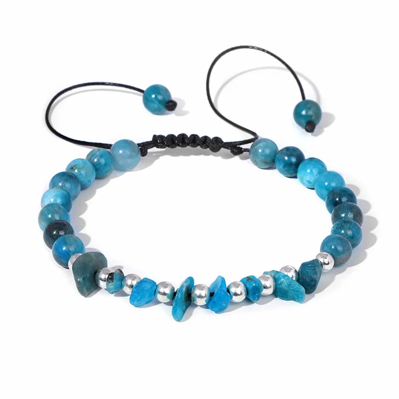 Irregular Natural Gem Crystal Stone Beads Bracelet Braided Obsidian Aventurine Amethysts Aquamarin Opal Chip Bracelets For Women