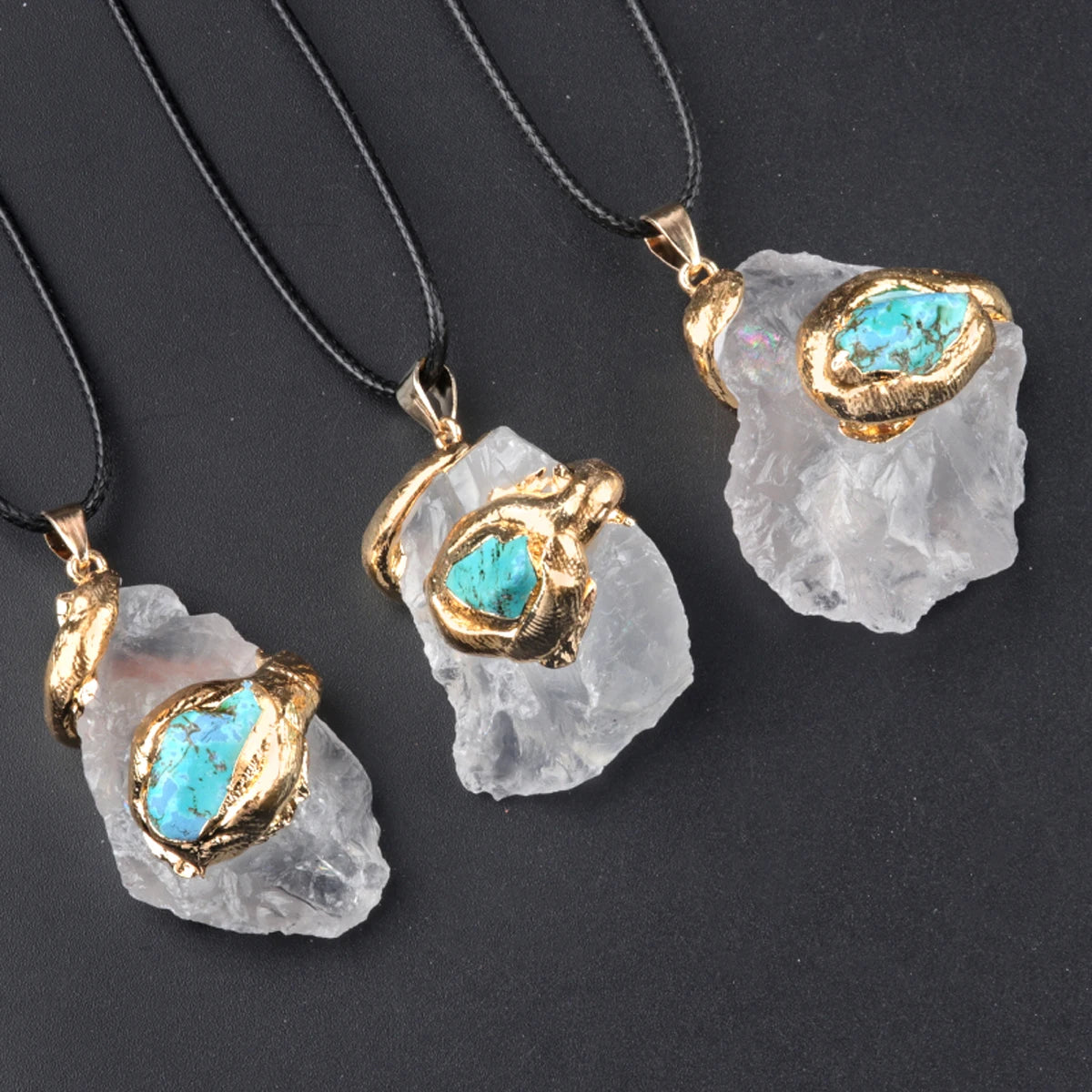 New Fashion Crystal Fluorite Natural Raw Stone Irregular Pendant DIY Made Women Men's Jewelry Accessories (Without Chains) 1pc