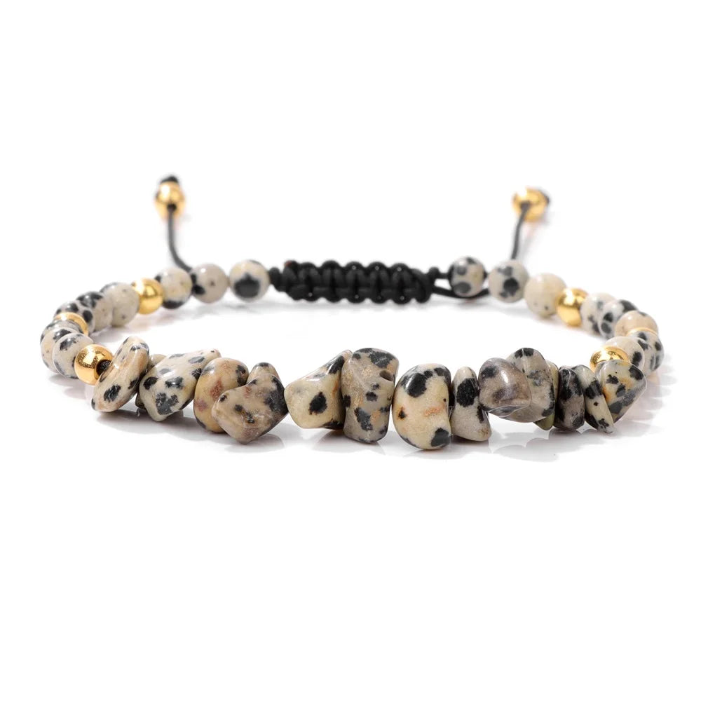 Irregular Natural Gem Crystal Stone Beads Bracelet Braided Obsidian Aventurine Amethysts Aquamarin Opal Chip Bracelets For Women