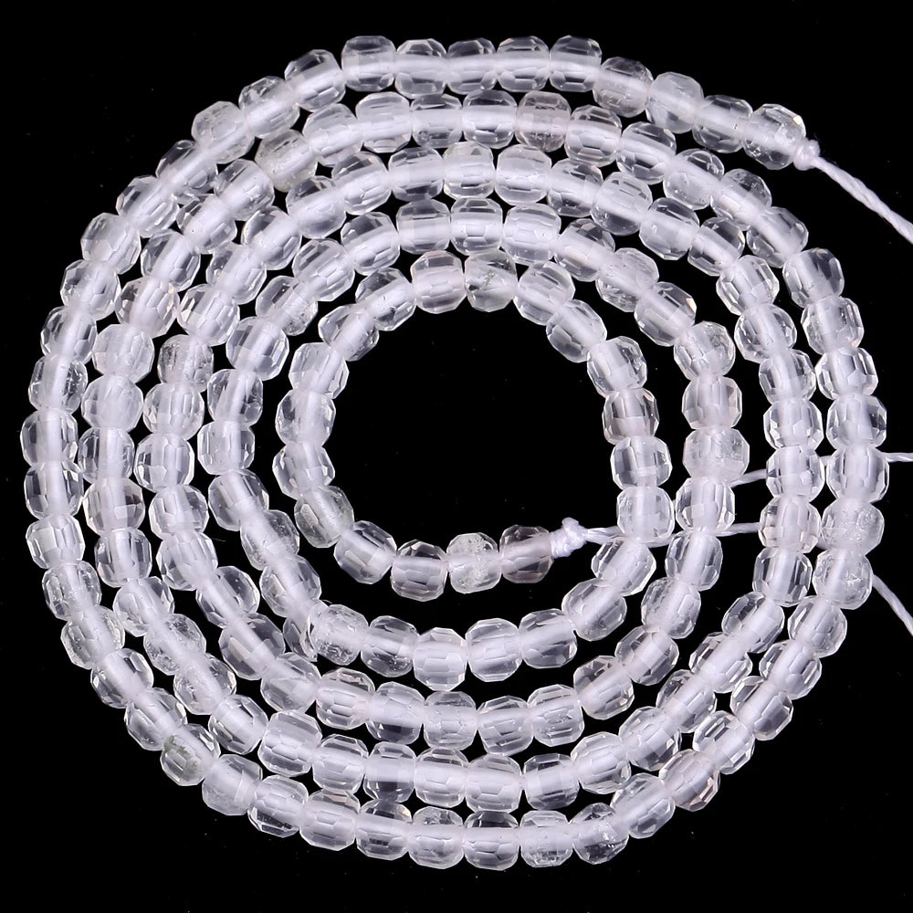 Natural Stone White Crystals Round Faceted Irregular Loose Spacer Beads For Jewelry DIY Bracelet Necklace Making Accessories