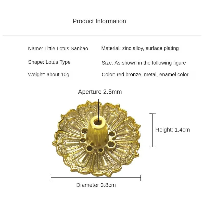 1 Pcs 9-Hole Copper Incense Holder Mini Lotus Flower Incense Sticks Burner Cones Censer Teahouse Home Decoration Accessories