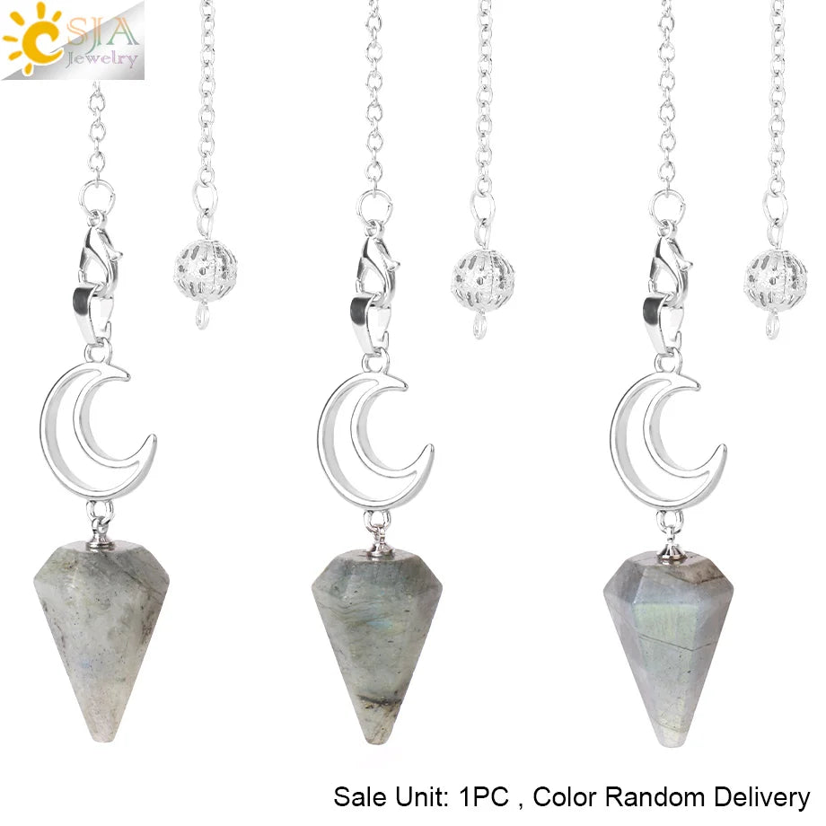 Spiritural Crystal Pendulum for Divination Esoterism Healing Moon Natural Stone Cone Pendant Pink Quartz Pendulo Radiesthesia S9