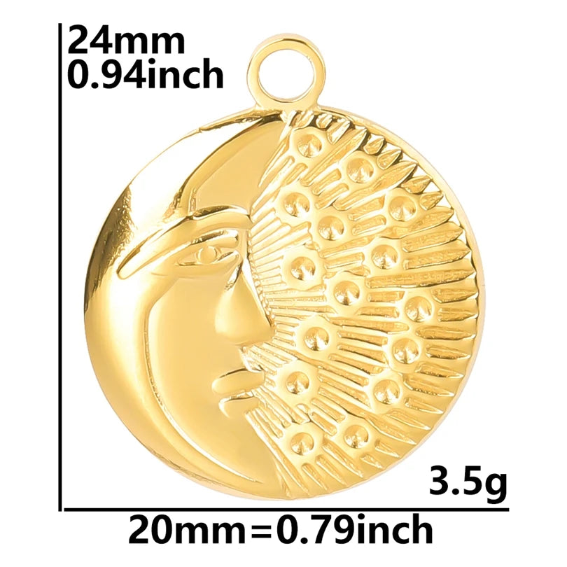 5pcs/Lot New Moon Charm No Fade Stainless Steel Pendants Charms In Bulk DIY Jewelry Making Supplies Witch Knot Star Accessories