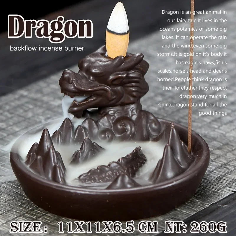 Y The Western Pterosaur Backflow Incense Burner Dragon for Incense Sticks Living Room Smoke Waterfall Incense Base Ceramic Stove