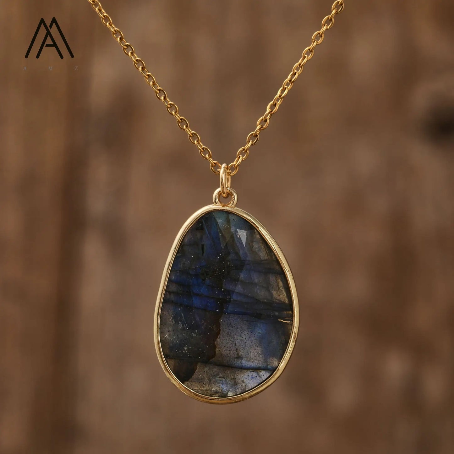 Classic Natural Gemstone Labradorite Amethyst Rose Quartz Healing Crystal Necklace Pendant Chokers Gift to Lady Women