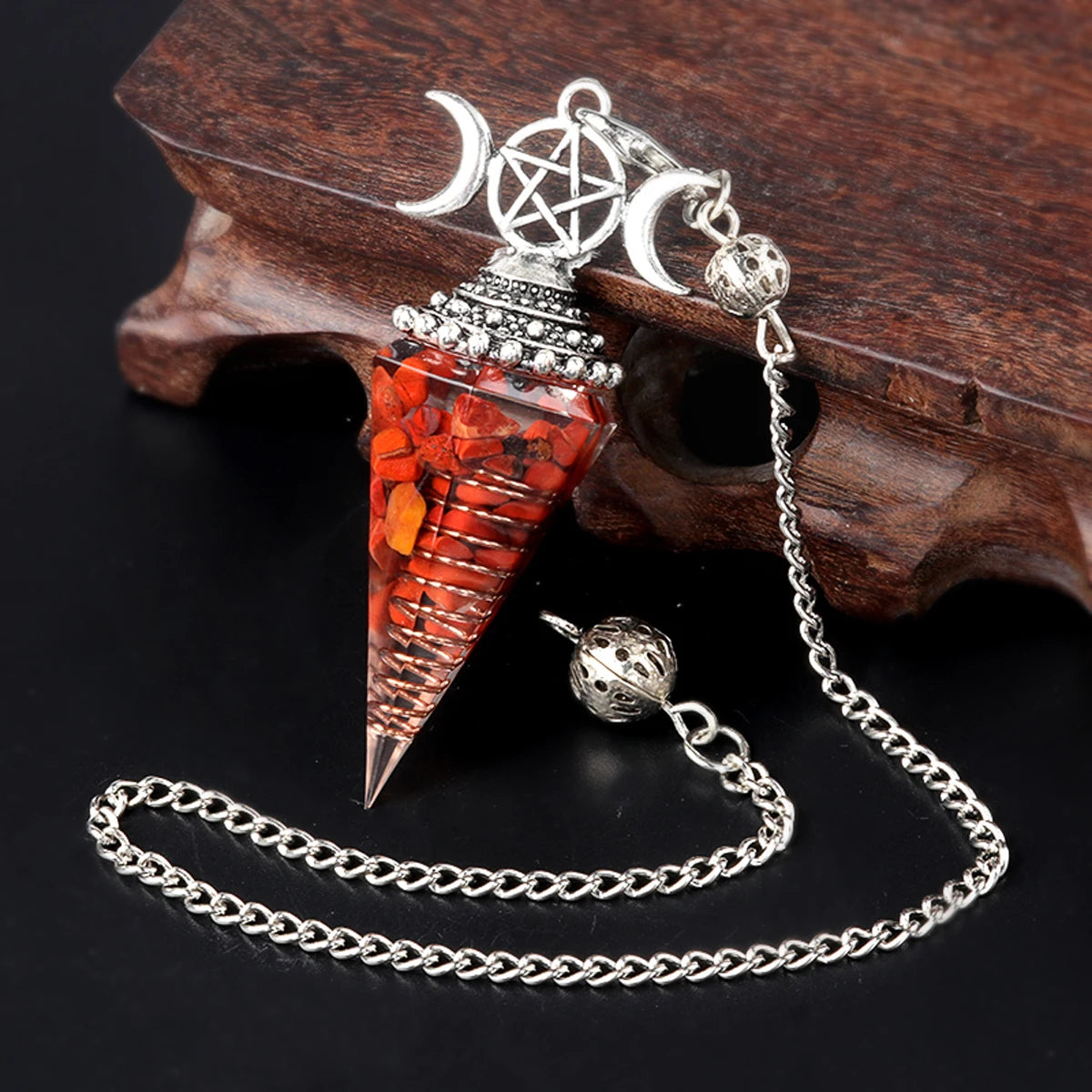 Three Phase Lunar Meditation Healing Natural Stone Tiger Eye Crystal Hexagonal Pyramid Spirit Pendulum Accessory Gift