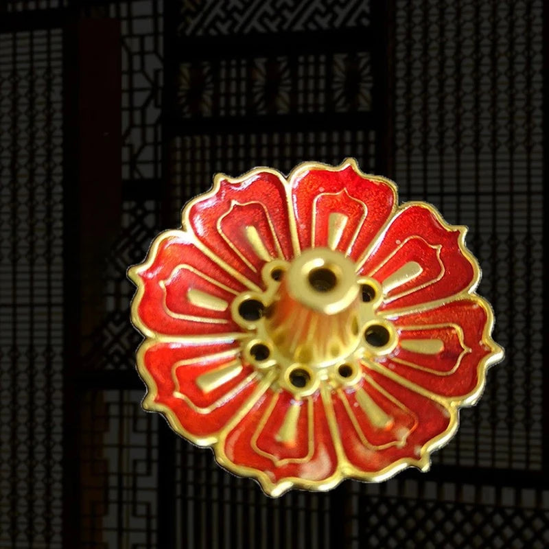 1 Pcs 9-Hole Copper Incense Holder Mini Lotus Flower Incense Sticks Burner Cones Censer Teahouse Home Decoration Accessories