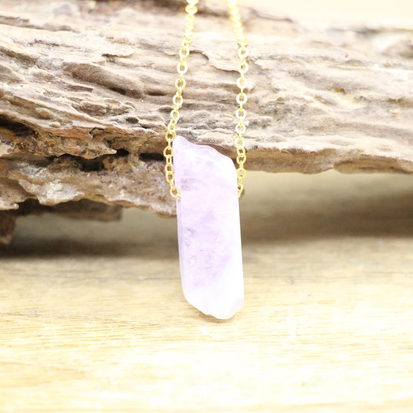 Raw Stone Silce Slab Pendants Chains,Healing Crystal Reiki Natural Smoky/Rose Quartzs Citrines Necklace Jewelry,QC3017