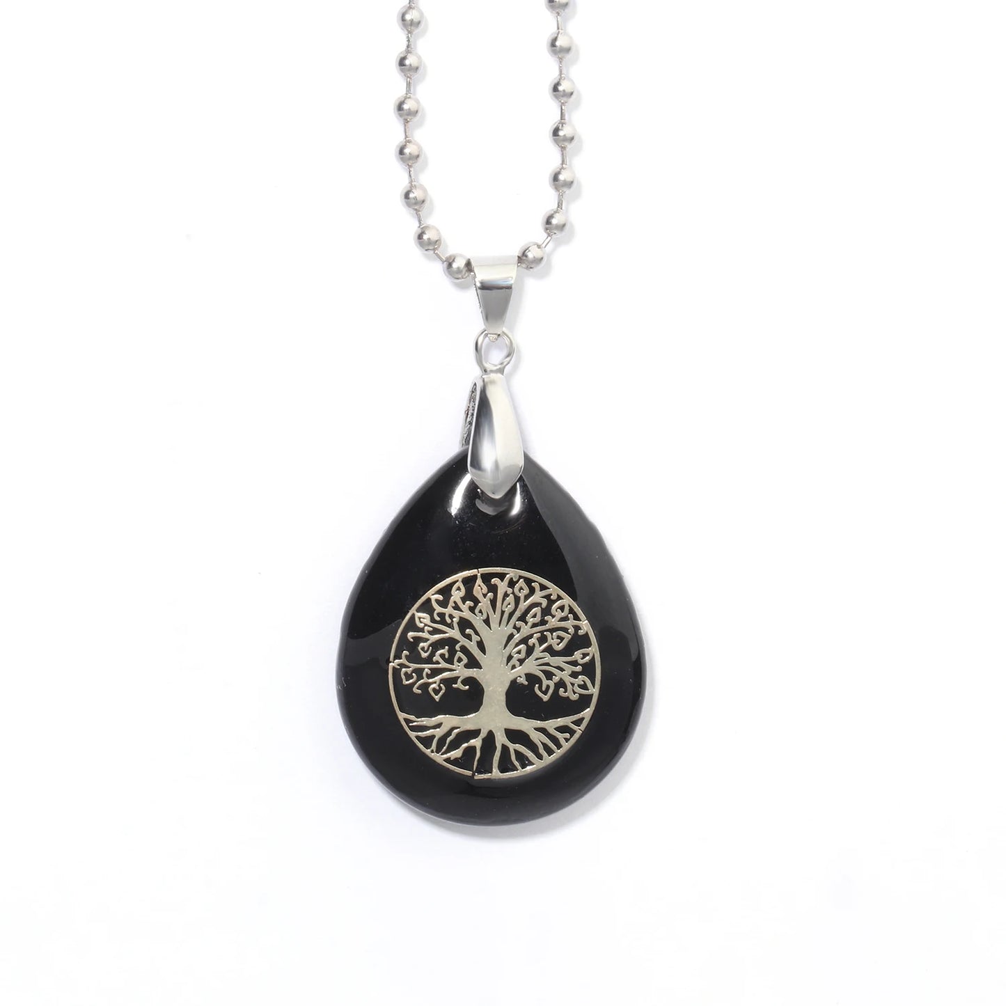 9 Types Black Onyx Natural Stone Pendant With Chain Display Box Heart Waterdrop Shape Pendant fit for Women Jewelry DIY Necklace