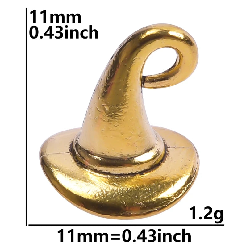 20pcs/Lot Wicca Accessories DIY Witch Hat Charms For Jewelry Making Supplies Metal Alloy Vintage Pendant Handmade Findings Bulk