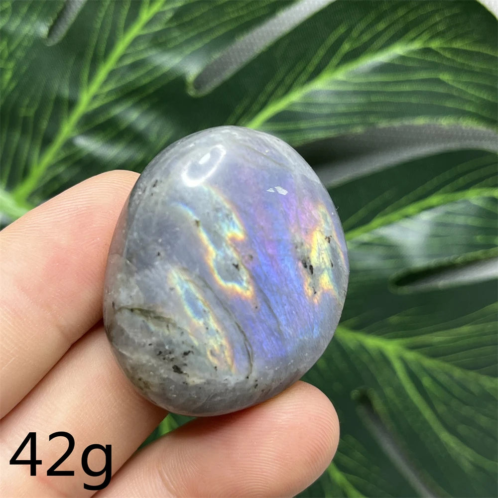 Natural Gemstone Purple Labradorite Palm Double-sided Glitter Home Decor Holiday Gift Witchcraft Altar Crystal Stone Healing