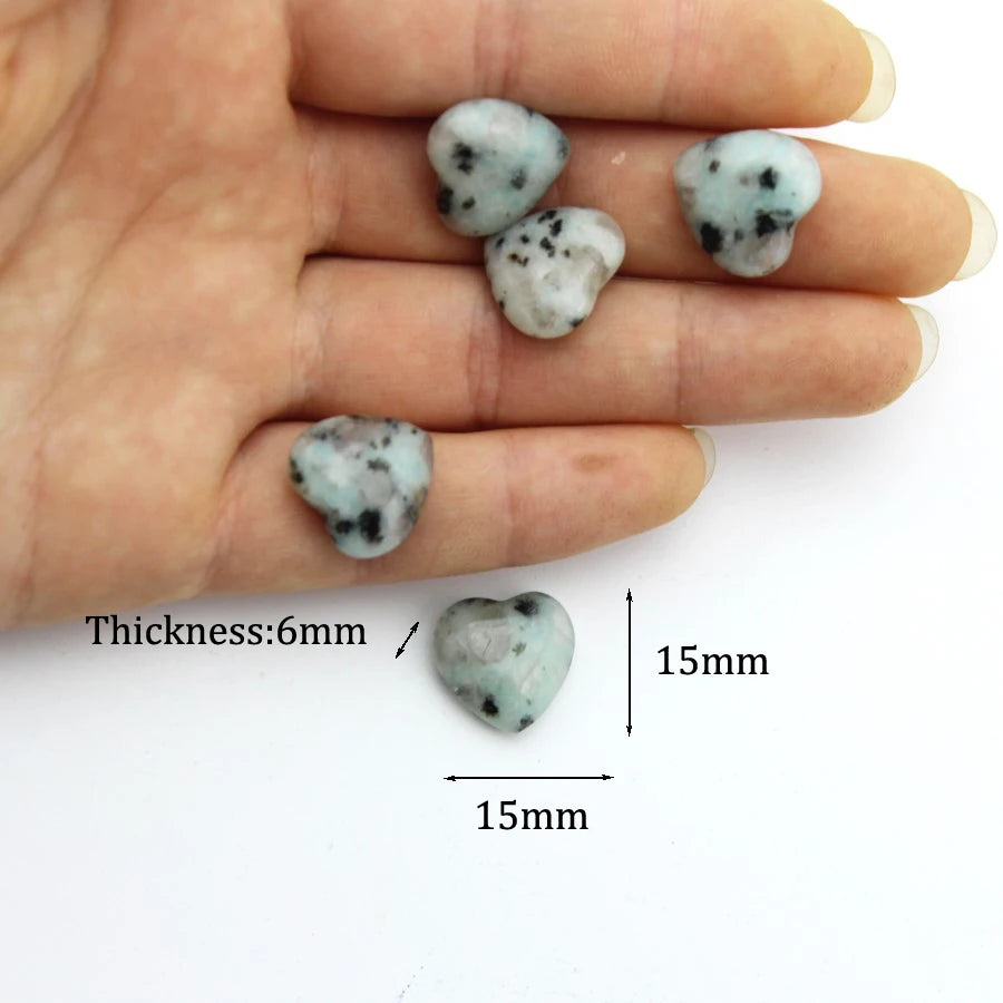 15mm Chakra Natural Stone Gems Heart Crystal Quartz Reiki Rock Energy Healing Room Home Decor Decoration Maison Jewelry Making