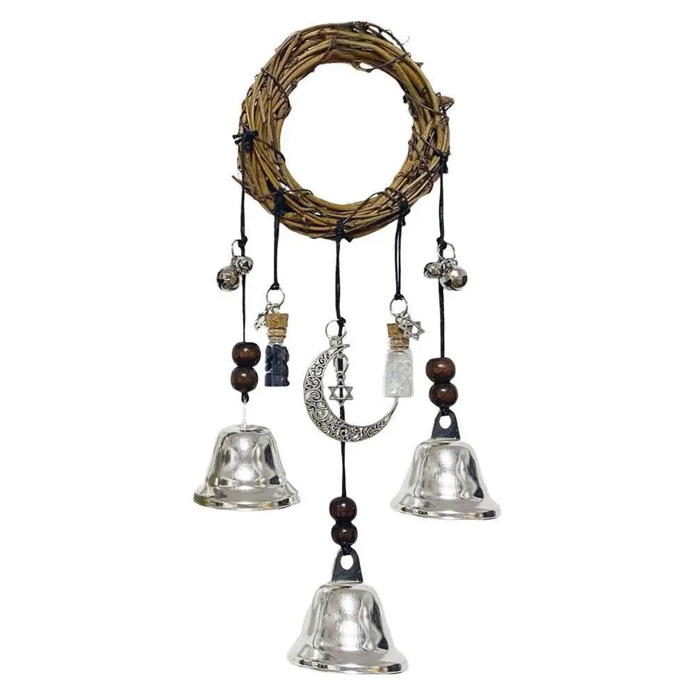 Witch Bells Protection Door Hangers Witch Wind Chimes Wreath Handmade Hanging Witch Bells Wiccan Magic Wind Chimes for Home Door