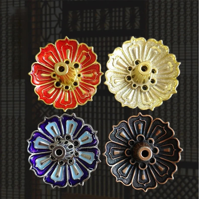 1 Pcs 9-Hole Copper Incense Holder Mini Lotus Flower Incense Sticks Burner Cones Censer Teahouse Home Decoration Accessories
