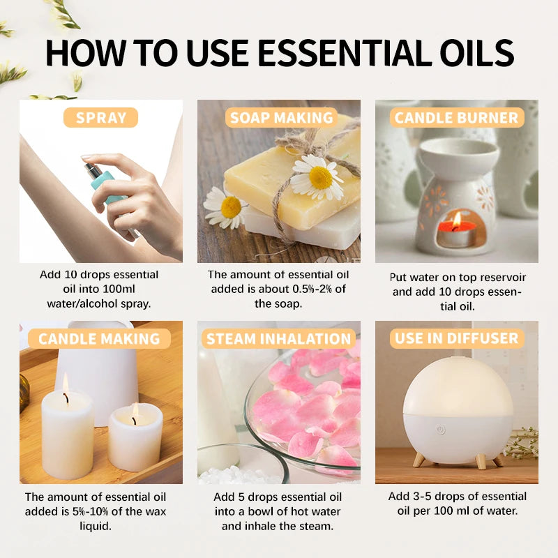 10ML Fragrance Oil Plant Making Diffuser Essential Oils for Plaster Sleep Bath Soap DIY Scented Candle Perfume Humidifier