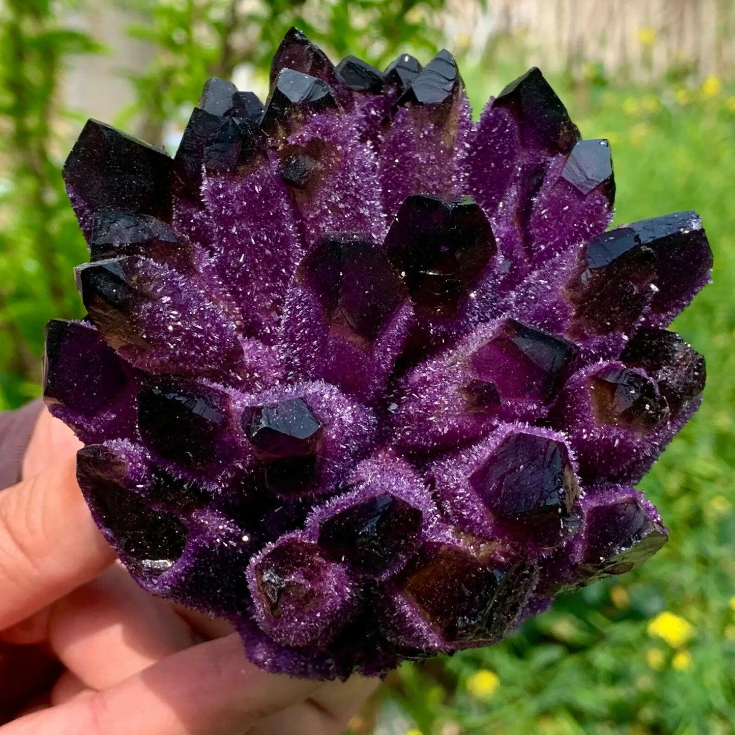 Natural violet Ghost Phantom Quartz Crystal Cluster Healing Specimen