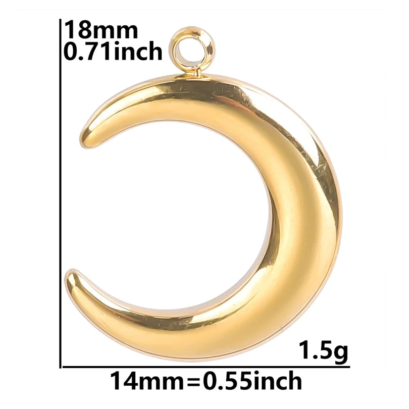 5pcs/Lot New Moon Charm No Fade Stainless Steel Pendants Charms In Bulk DIY Jewelry Making Supplies Witch Knot Star Accessories