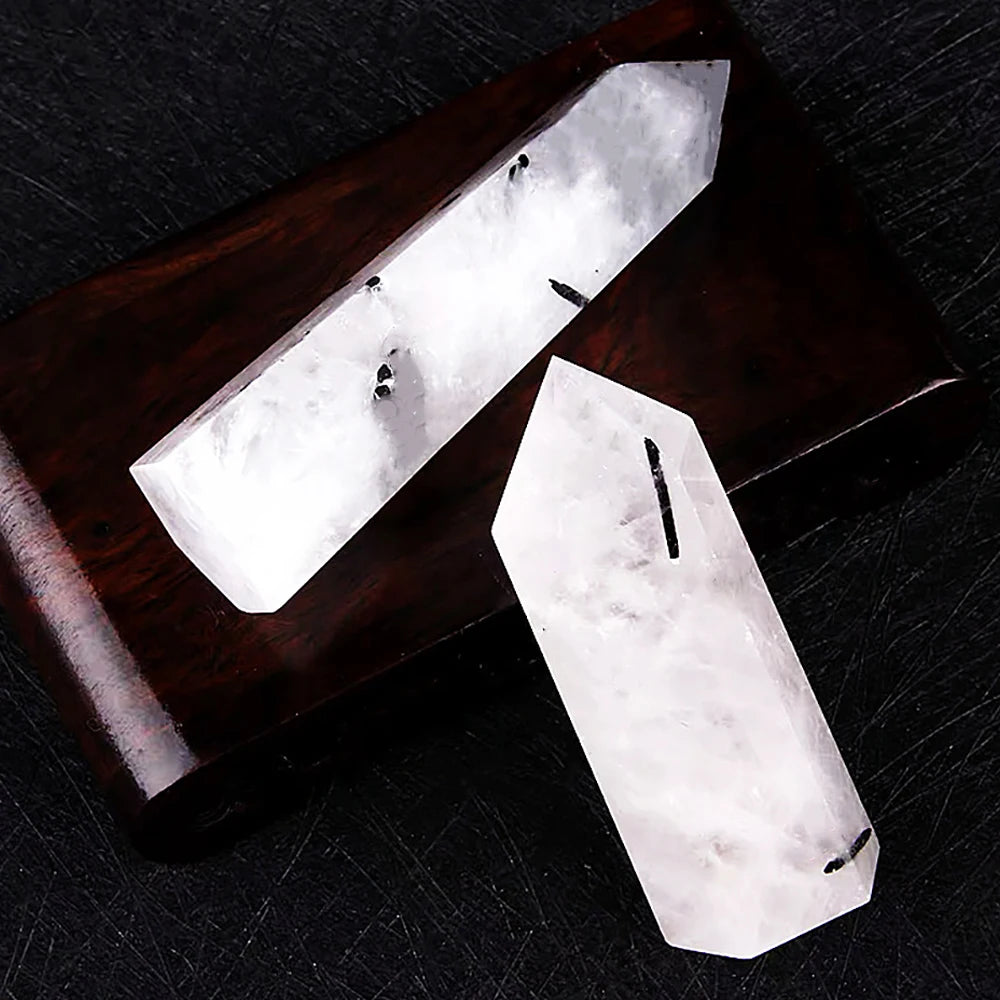 1PC Natural Black Tourmaline Quartz Crystal Hexagonal Point Healing Stone Energy Mineral 50-80mm Obelisk Column Room Decor Craft