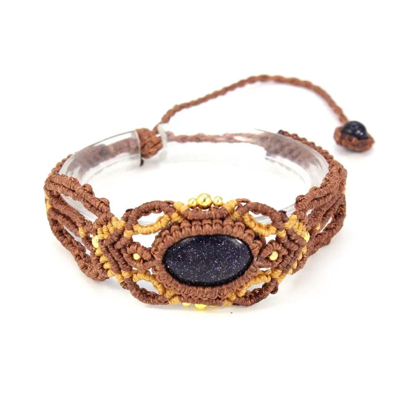 KFT Natural Crystal Quartz Oval Shape Handmade Thread Rope Wrapped Braided Macrame Stone Bracelets Jewelry For Women Girls Gift
