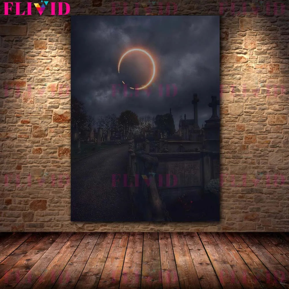 Darkest Night Mysterious Witchcraft Wall Art Canvas Paintng The Moon Witch In The Dark Art Poster And Print Home Decor Unframed