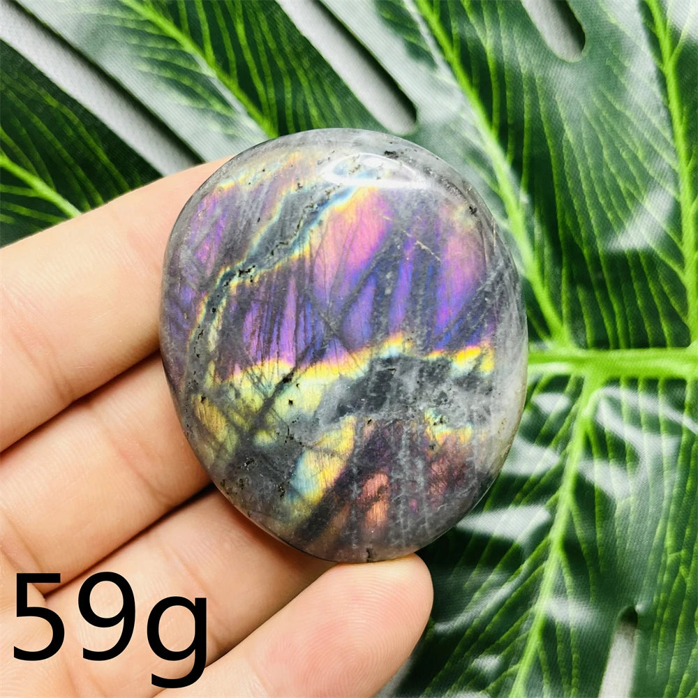 Natural Gemstone Purple Labradorite Palm Double-sided Glitter Home Decor Holiday Gift Witchcraft Altar Crystal Stone Healing