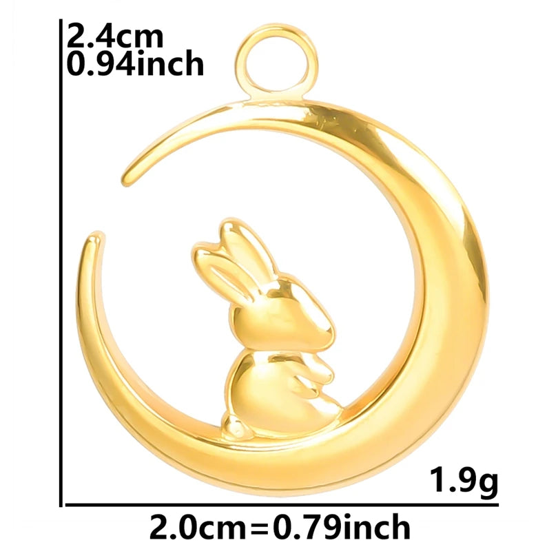 5pcs/Lot New Moon Charm No Fade Stainless Steel Pendants Charms In Bulk DIY Jewelry Making Supplies Witch Knot Star Accessories
