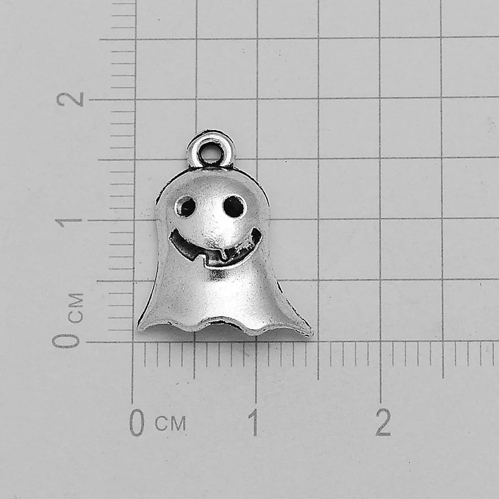 30pcs/lot Antique Witch Wizard Skull Spider Web Bat Boo Charms Halloween Pendant For Diy Jewelry Making Supplies Accessories