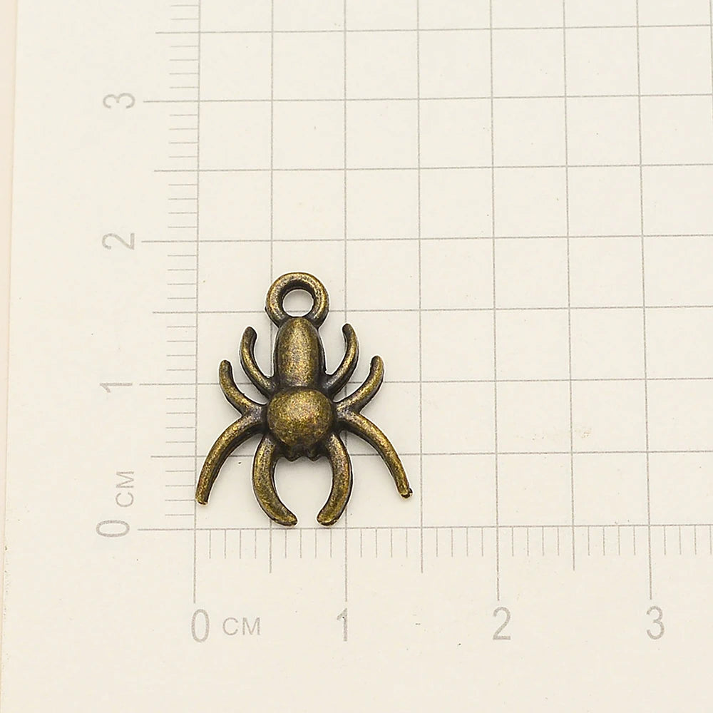 30pcs/lot Antique Witch Wizard Skull Spider Web Bat Boo Charms Halloween Pendant For Diy Jewelry Making Supplies Accessories