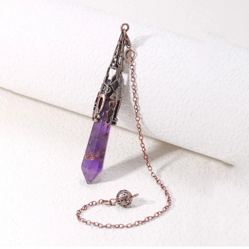 Reiki Natural Stone Crystals Pendulum for Divination Amethysts Black Obsidian Pendant Healing Point Quartz Spiritual Pendulos