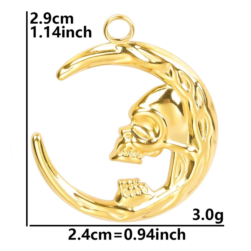 5pcs/Lot New Moon Charm No Fade Stainless Steel Pendants Charms In Bulk DIY Jewelry Making Supplies Witch Knot Star Accessories