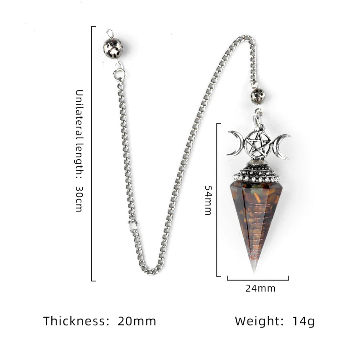 Three Phase Lunar Meditation Healing Natural Stone Tiger Eye Crystal Hexagonal Pyramid Spirit Pendulum Accessory Gift