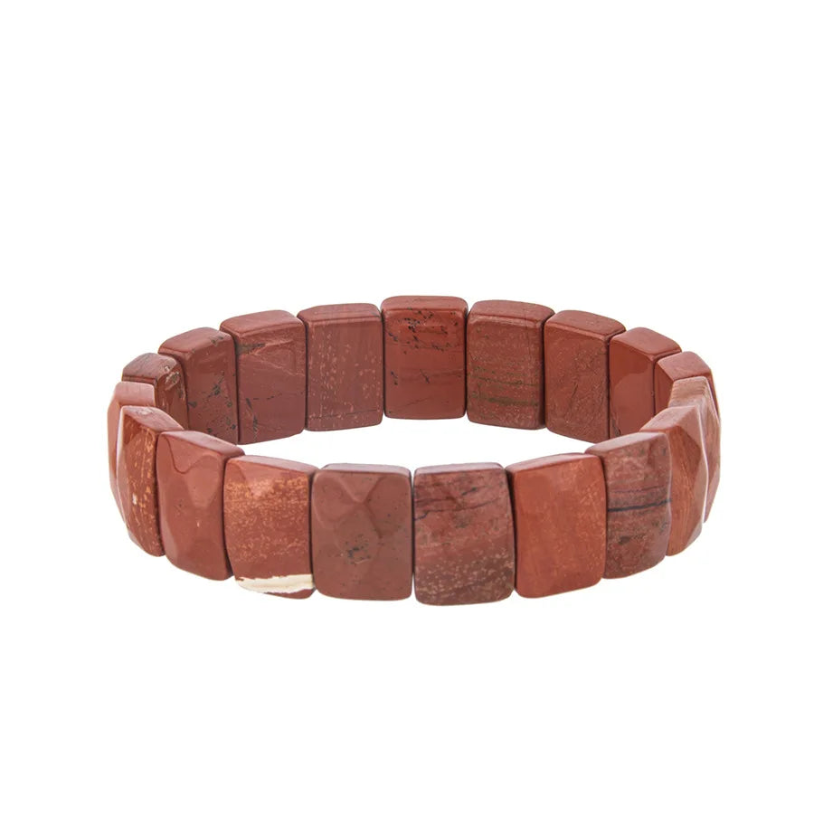 Fashion natural stone crystal rectangular cut square poker bracelet semi-precious stone agate bracelet
