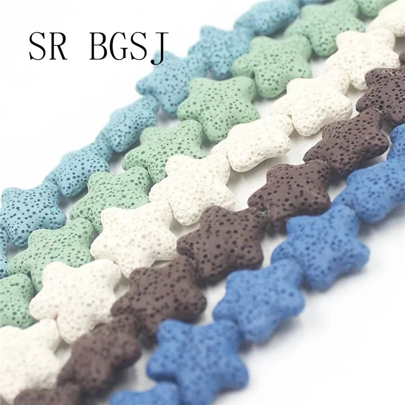 20mm Select by Color Star Volcanic Rock Lava Loose Gems Spacer Beads Strand 15inch