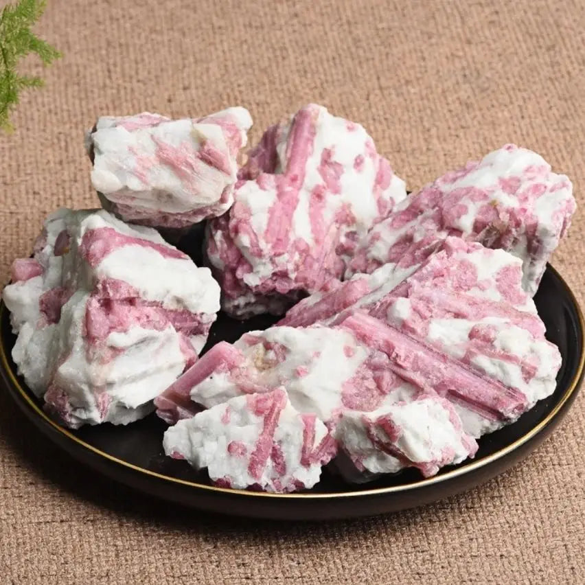 Hot Pink Plum Blossom Tourmaline Irregular Rough Raw Stones Natural Crystals Minerals Room Decoration Gemstones Witchcraft Gift