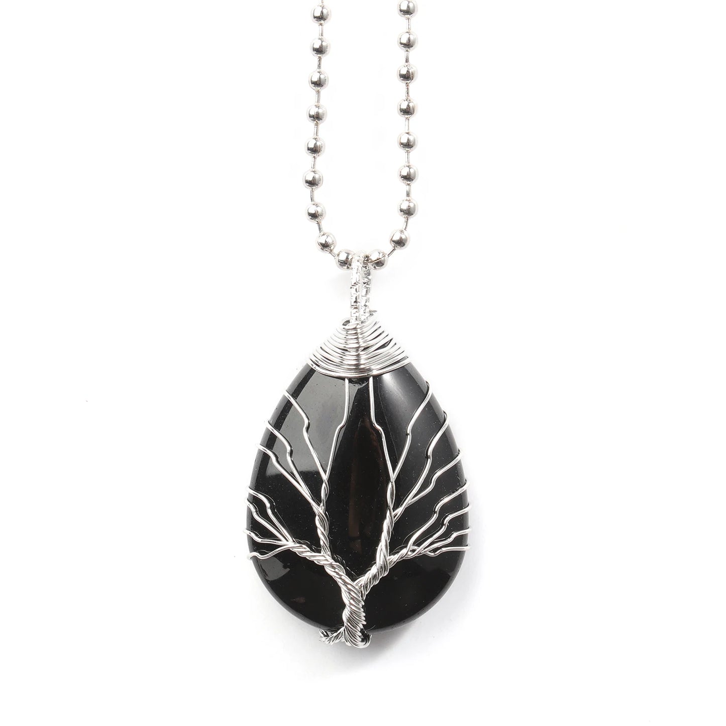 9 Types Black Onyx Natural Stone Pendant With Chain Display Box Heart Waterdrop Shape Pendant fit for Women Jewelry DIY Necklace