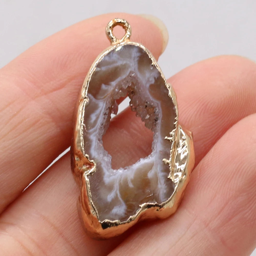 Agate Crystal Bud Irregular Pendant Natural Stone Crafts Jewelry Making DIY Necklace Earring Accessories Gift Party15x25-20x30mm