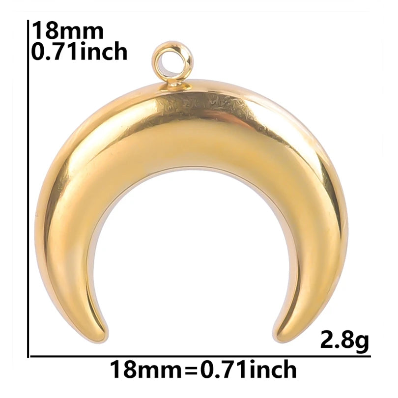 5pcs/Lot New Moon Charm No Fade Stainless Steel Pendants Charms In Bulk DIY Jewelry Making Supplies Witch Knot Star Accessories