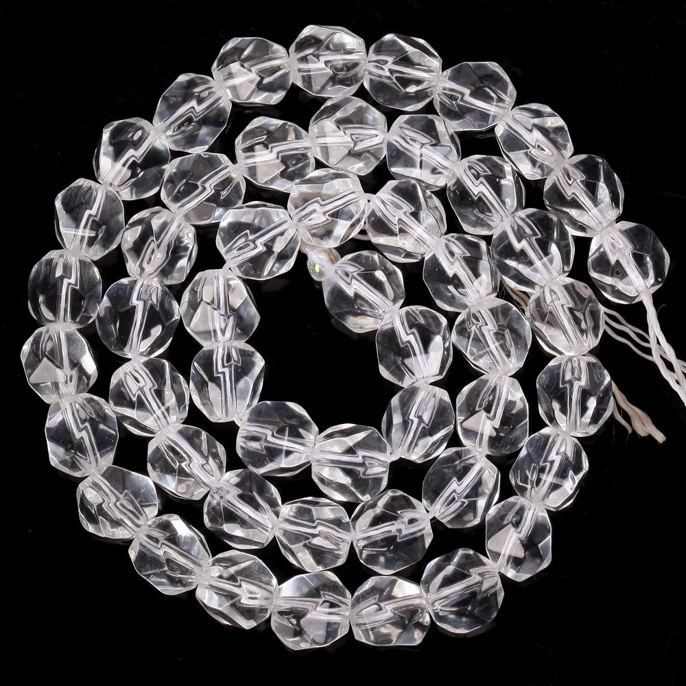 Natural Stone White Crystals Round Faceted Irregular Loose Spacer Beads For Jewelry DIY Bracelet Necklace Making Accessories