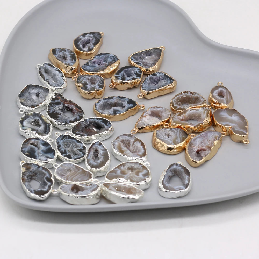 Agate Crystal Bud Irregular Pendant Natural Stone Crafts Jewelry Making DIY Necklace Earring Accessories Gift Party15x25-20x30mm