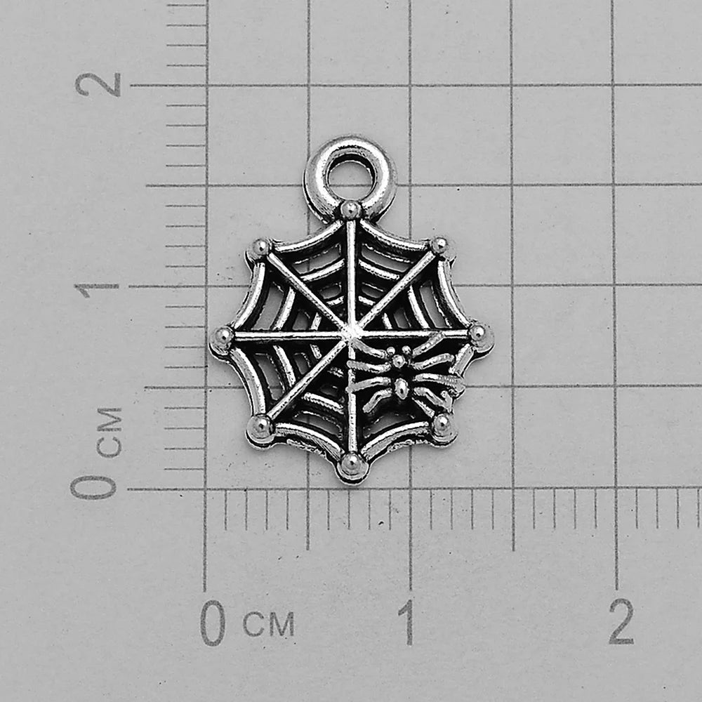 30pcs/lot Antique Witch Wizard Skull Spider Web Bat Boo Charms Halloween Pendant For Diy Jewelry Making Supplies Accessories
