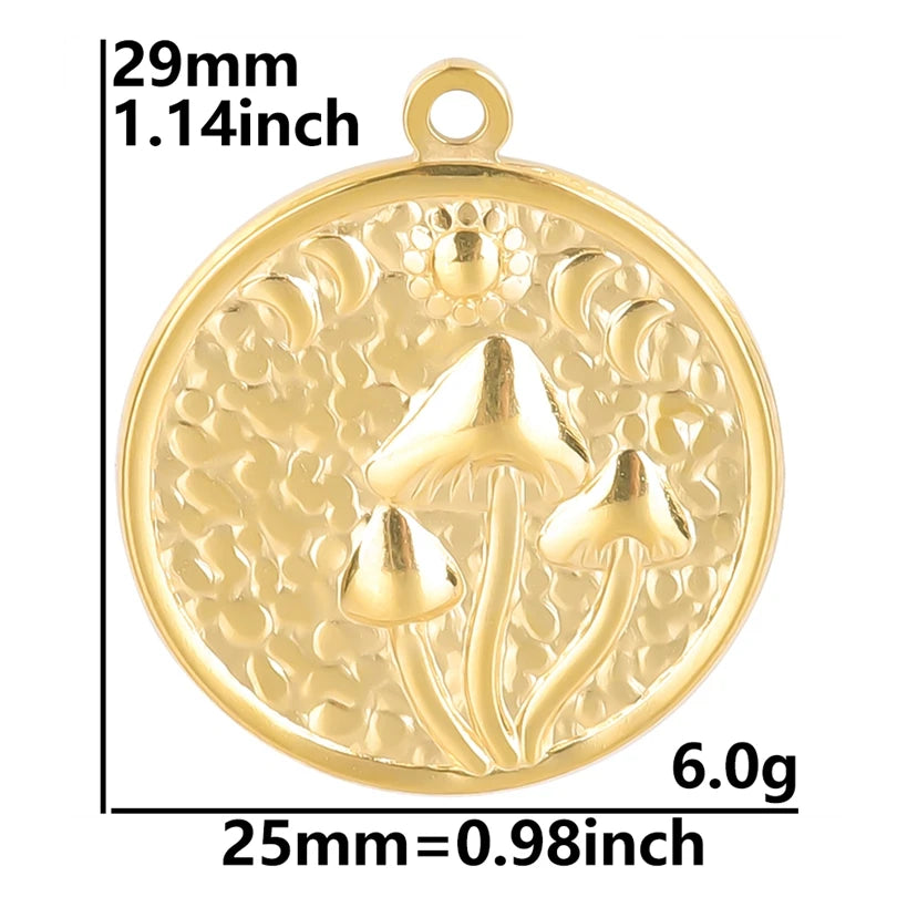 5pcs/Lot New Moon Charm No Fade Stainless Steel Pendants Charms In Bulk DIY Jewelry Making Supplies Witch Knot Star Accessories