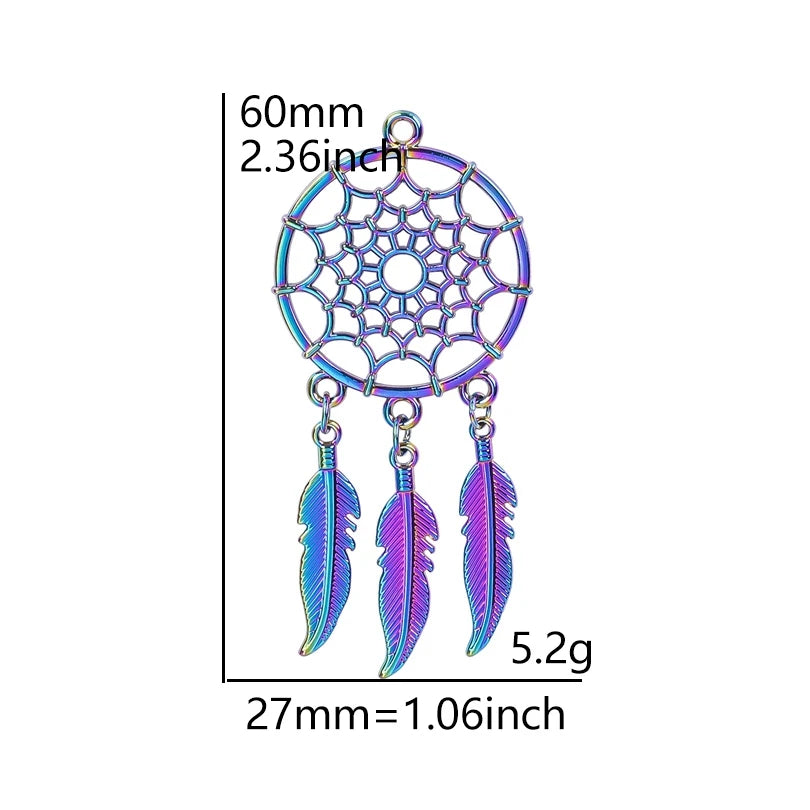 5Pcs Dreamcatcher Infinity Symbol Rainbow Color Charms Witch Hat Saturn Planet Love Butterfly Brain Fashion Pendant Diy Jewelry