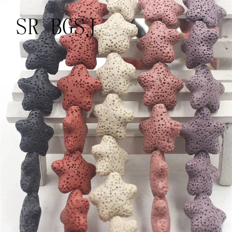 20mm Select by Color Star Volcanic Rock Lava Loose Gems Spacer Beads Strand 15inch
