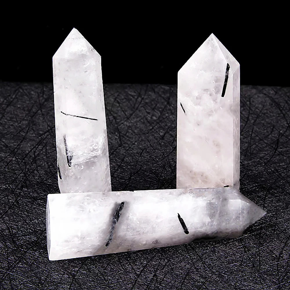 1PC Natural Black Tourmaline Quartz Crystal Hexagonal Point Healing Stone Energy Mineral 50-80mm Obelisk Column Room Decor Craft