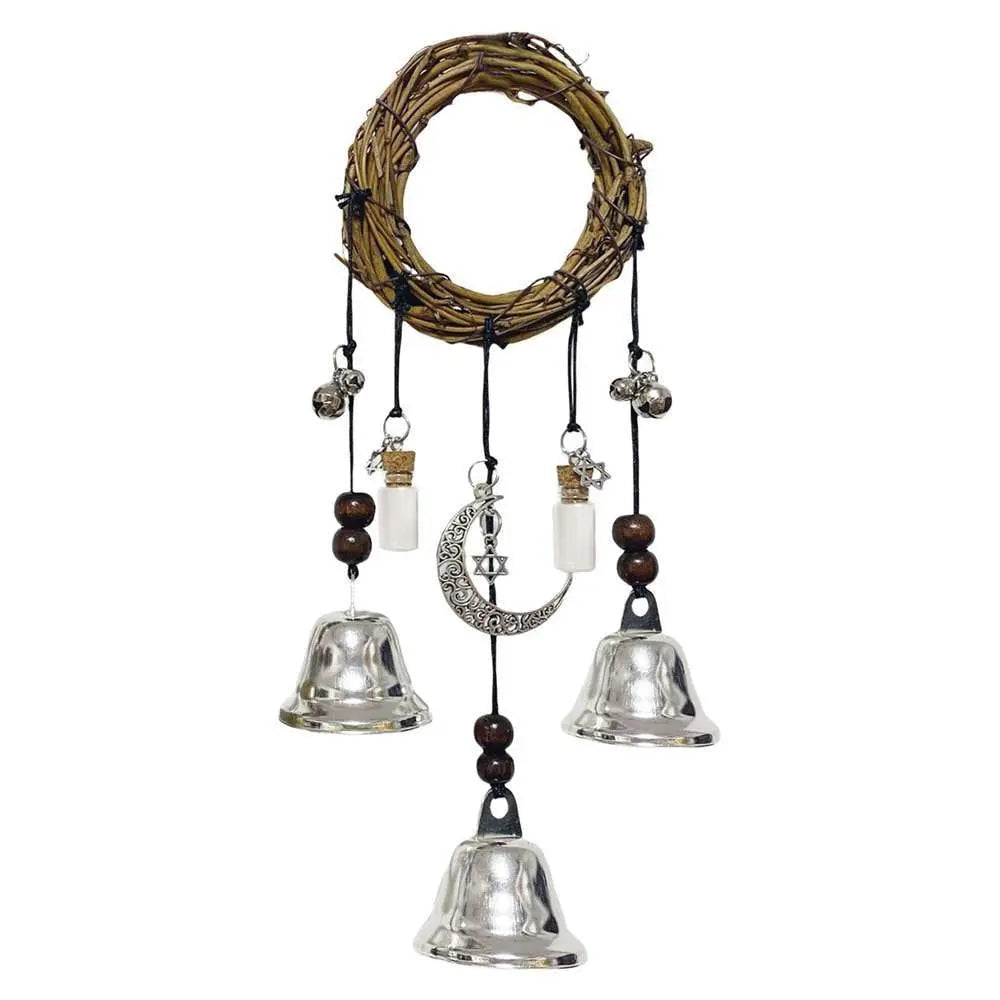 Witch Bells Protection Door Hangers Witch Wind Chimes Wreath Handmade Hanging Witch Bells Wiccan Magic Wind Chimes for Home Door