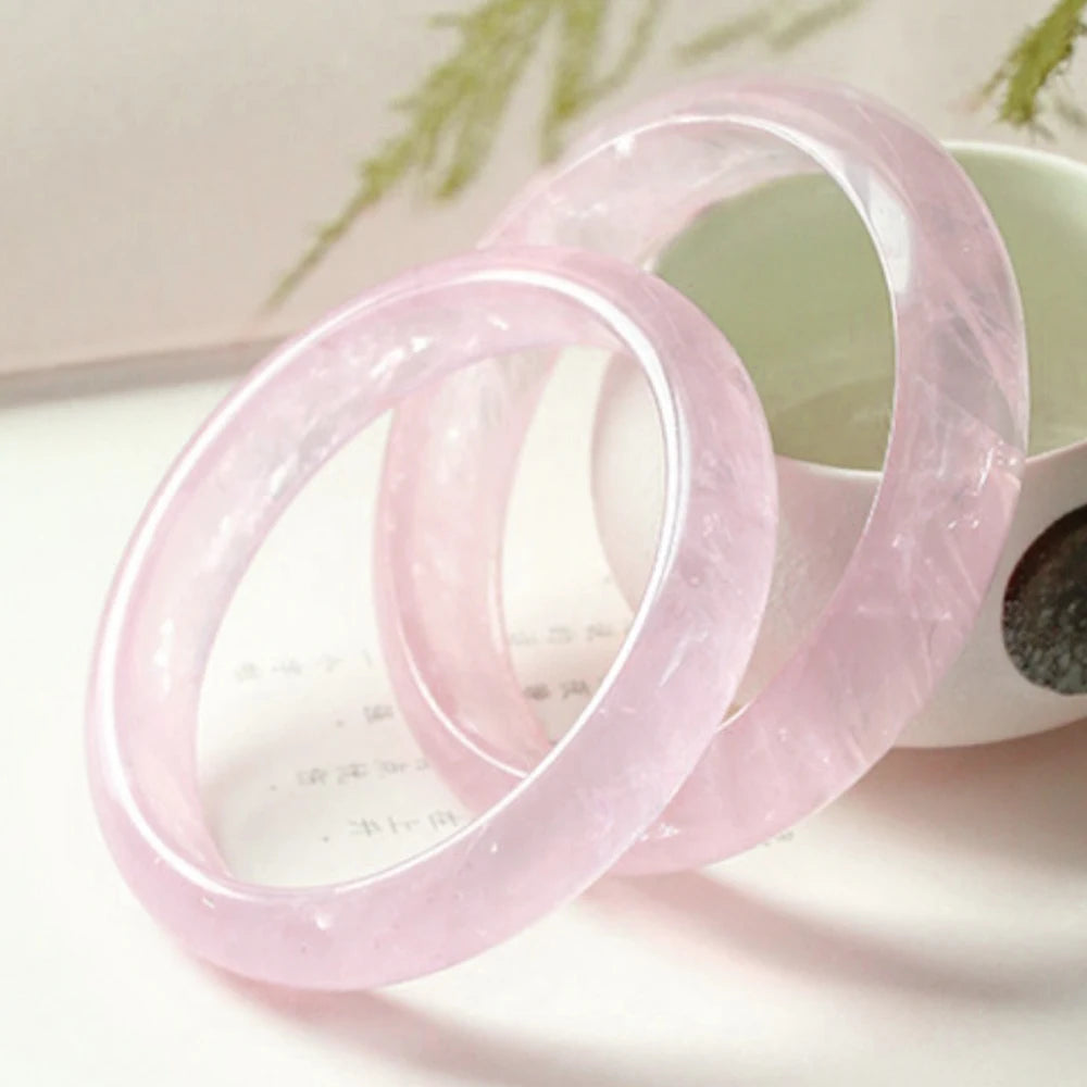 Madagascar Natural Pink Crystal Bangles Bracelet Natural Ice Jade Bangle Jewelry Light Pink Fashion Wedding Jewelry for Women
