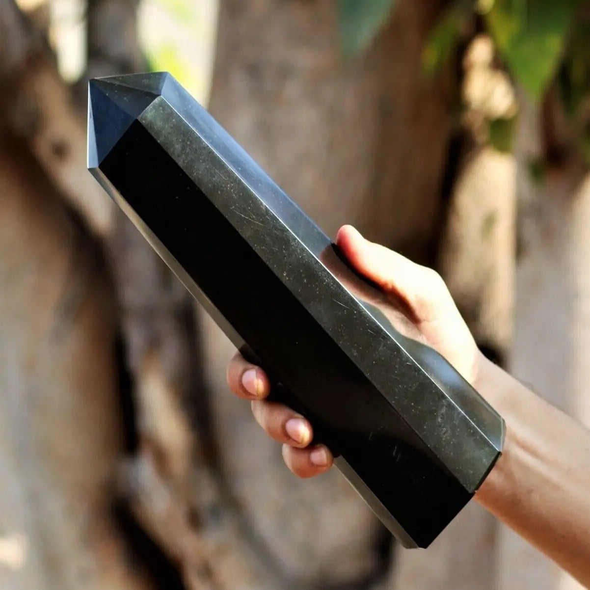 Natural Black Tourmaline Column,Quartz Crystal Wand,Mineral Healing Reiki Energy Stone Tower,Degaussing Meditation Decor